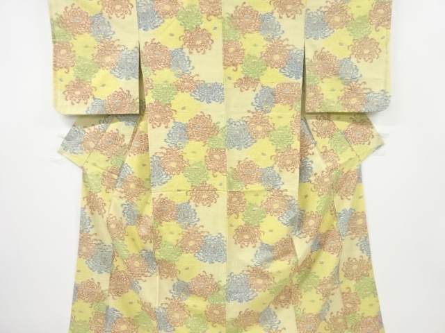 JAPANESE KIMONO / ANTIQUE KIMONO / SILK / TSUMUGI / WOVEN KIKU